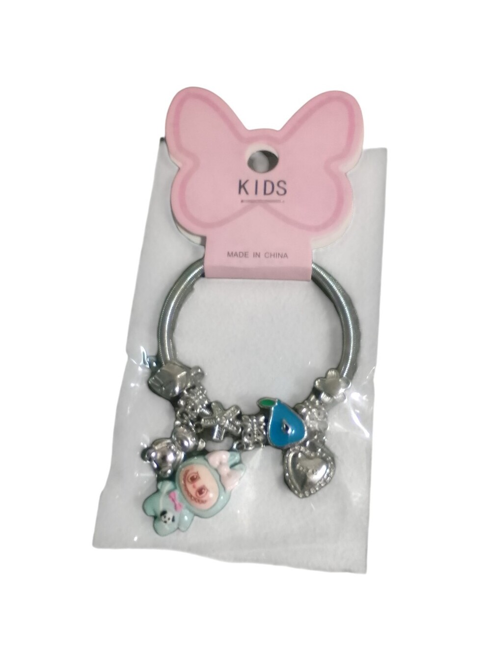 Kids Charm Bracelet Keyring - Pink & Silver
